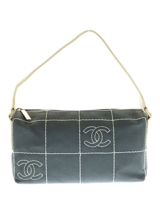 Chanel Choco Bar CC Logo Embroidery Tote Gray - Picture 1 of 6